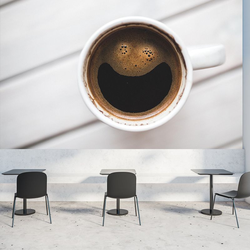 Customized Coffee Mural Wallpaper Stain Resistant Wall Covering Free Time for Coffee Shop