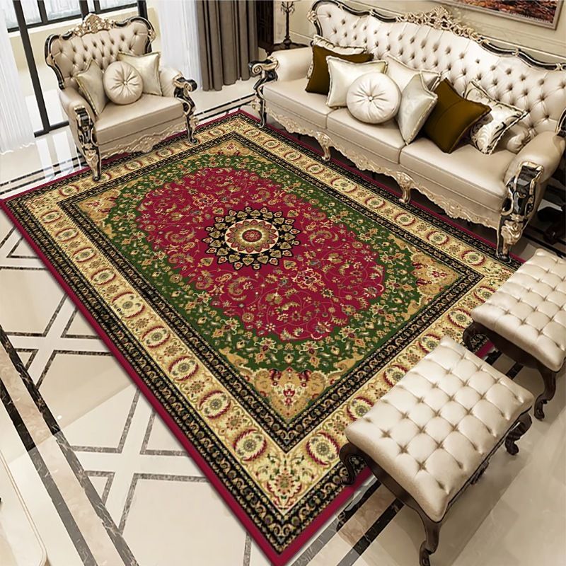 Glam ethnische Fläche Teppich Retro floral bedrucktes Teppichfleckenfeindebiet Teppich für die Heimdekoration