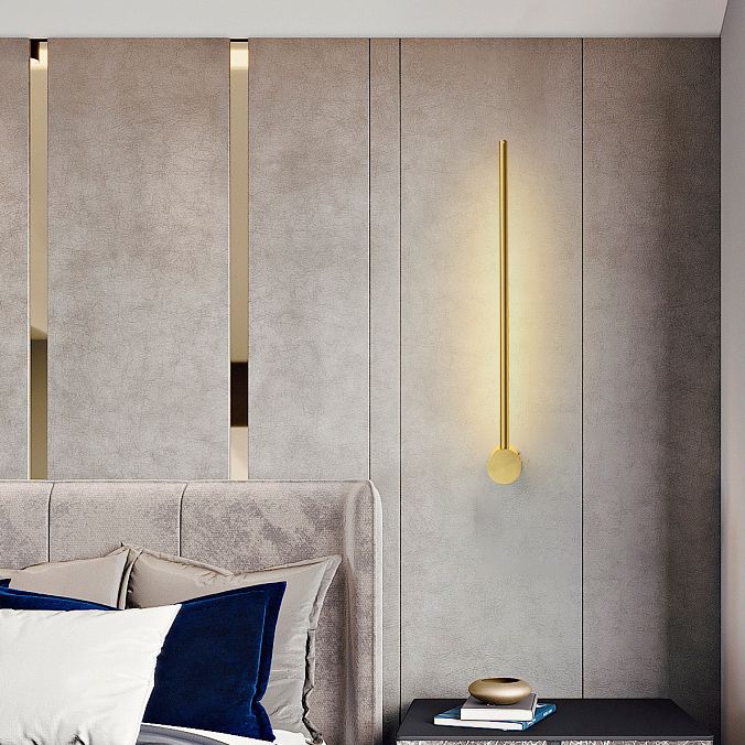 Modernist Style Thin-Line Wall Sconce Metal 1 Light Wall Lamp in Brass