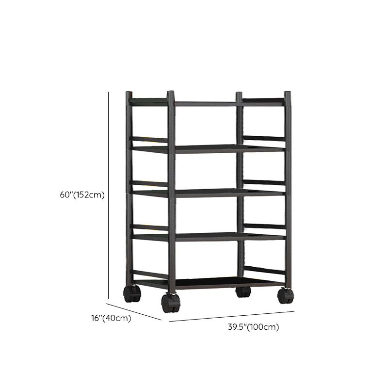 Modern Dining Room Prep Table Black Kitchen Trolley with Locking Wheels