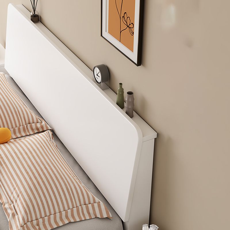 Solid Wood Standard Bed Modern White Bed Frame with Headboard