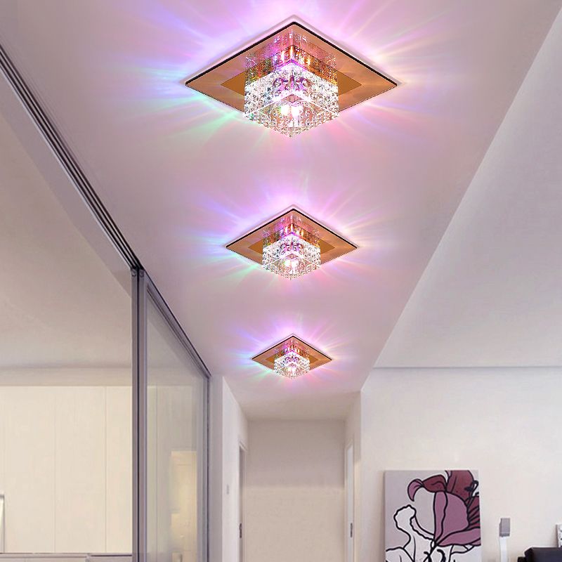 Crystal Block Crystal Flush Mount Lighting Minimalist LED Flush Mount Fixture for Corridor