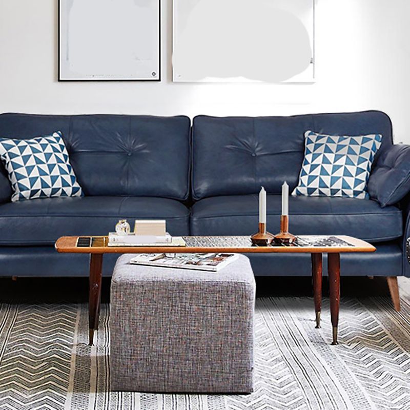 33.86" H Genuine Leather Flared Arm Sofa with Cushions for Living Room,Apartment