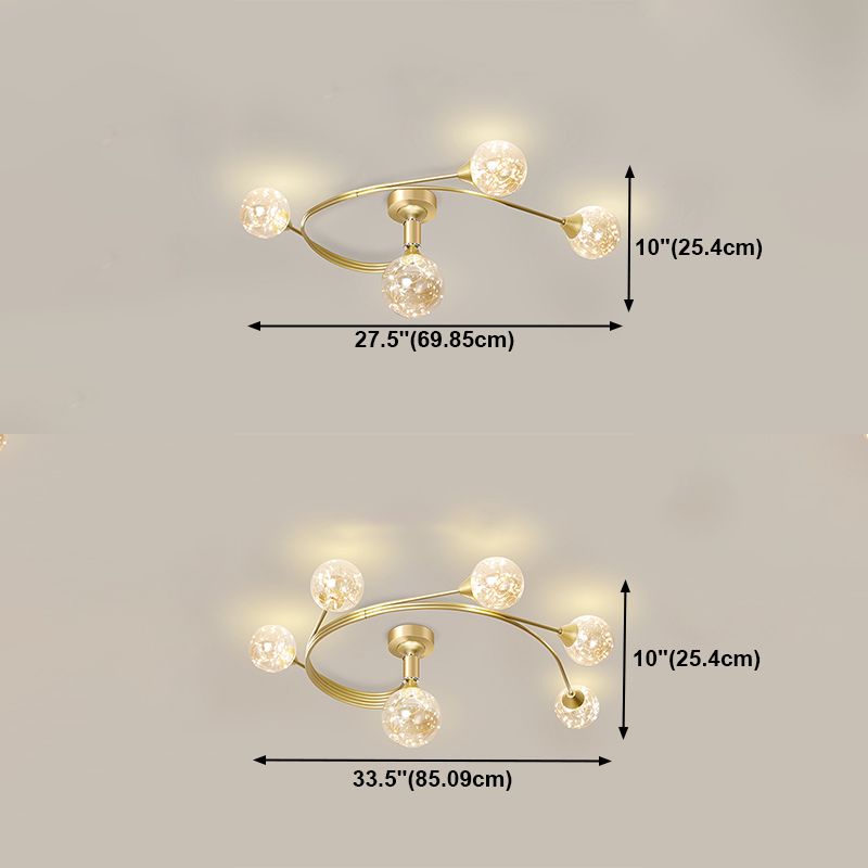 Lámpara de techo esférica múltiple iluminación de techo de vidrio de estilo moderno para dormitorio