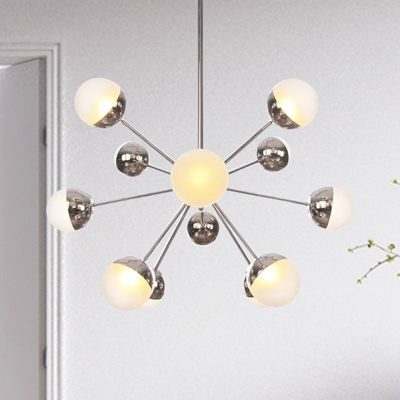 Semi-encastré Globe pour salle à manger, verre blanc/transparent/gris fumée, 9/12/15 lumières, luminaire semi-encastré contemporain en cuivre/chrome/or