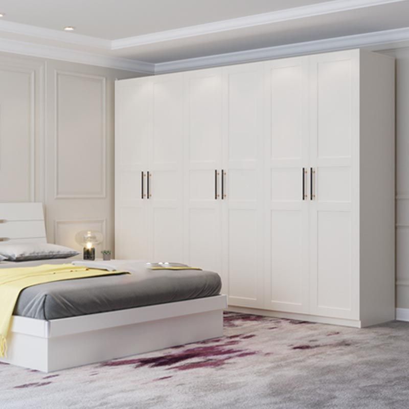 White Wardrobe Cabinet Engineered Wood Wardrobe Armoire for Home