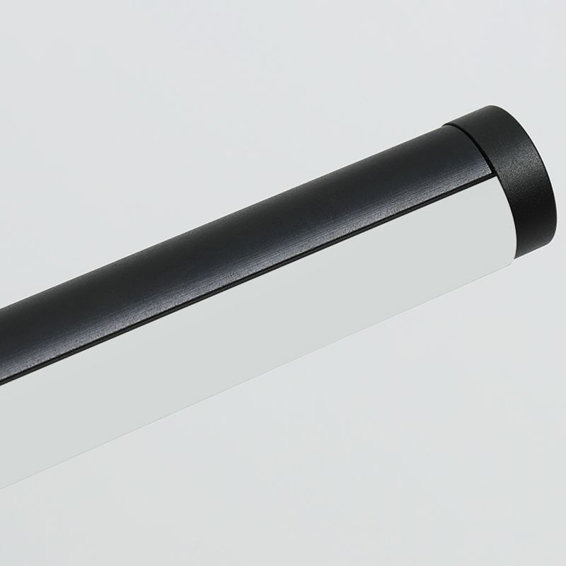 Black Aluminum Island Lamp Modern Linear Restaurant Pendant Light with Acrylic Shade