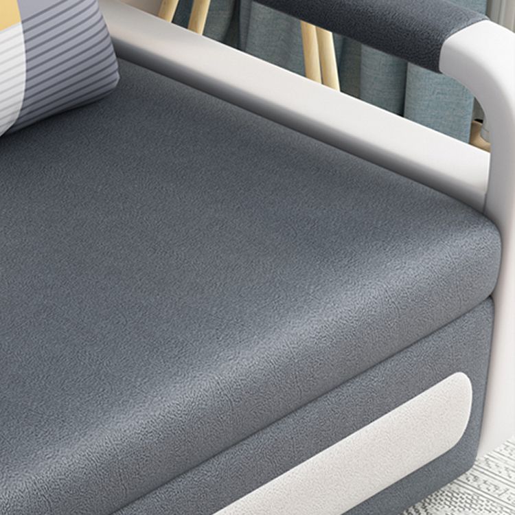 Deep Gray Faux leather Sofa Bed 33.46" Wide Square Arm Sleeper Sofa