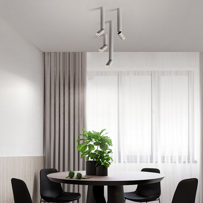 Novelty Nordic Tubular Spotlight Aluminum Living Room LED Downlight Flush Mount with Focus Gear