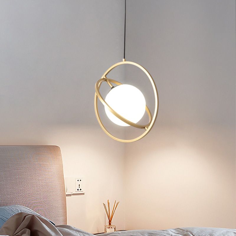 Goldene runde hängende Deckenleichter Einfachheit 1 Kopfmetall -Drop -Lampe für Esszimmer