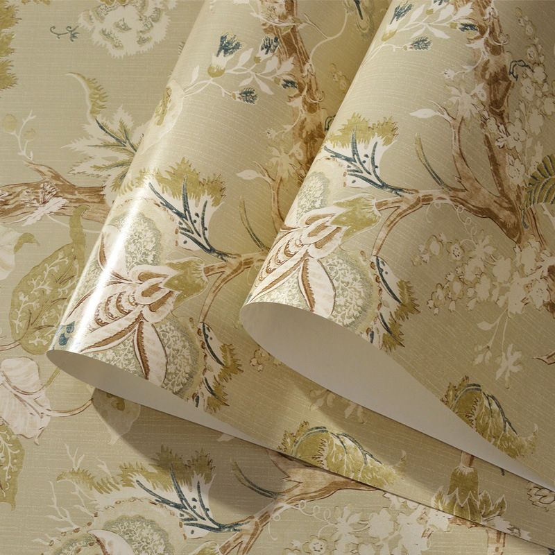 Beige Paper Moisture-Resistant Damasque Wallpaper, 33-foot x 20.5-inch