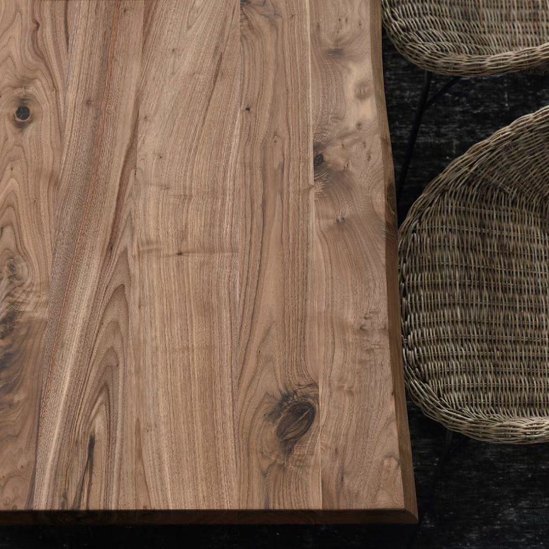 Solid Wood Brown Tone Dining Table Glam Style Double Pedestal Table for Dining Room
