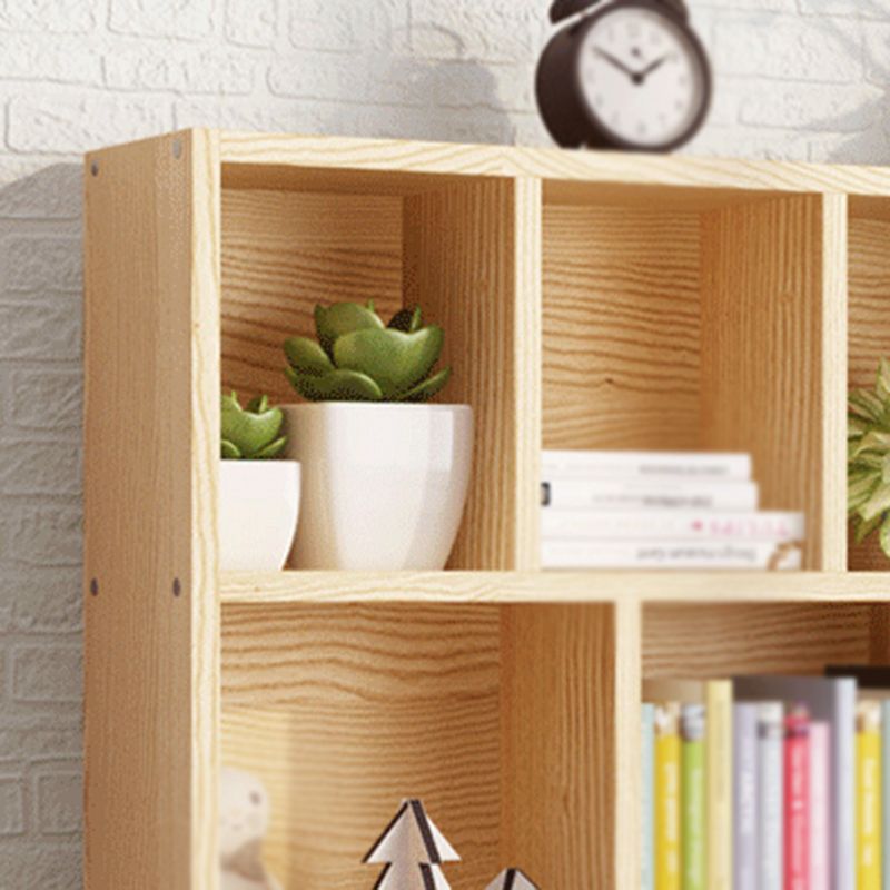 2/3-Shelf Natural Modern Bookshelf Pine Wood Geometric Closed Back Bookshelf