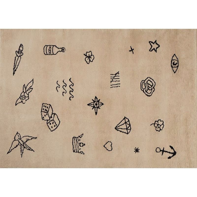 Minimalist Rug Hand Drawn Pattern Rug Polyester Stain Resistant Area Rug for Living Room