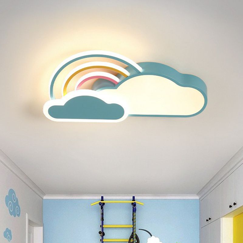 Cloud and Rainbow Kindergarten Flush Light Acrylic Cartoon LED Ceiling Mount Light Fixture