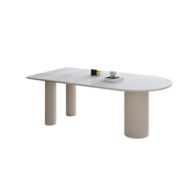 Irregular Shape White Table for Restaurant Sintered Stone Top Island Table with 3 Legs