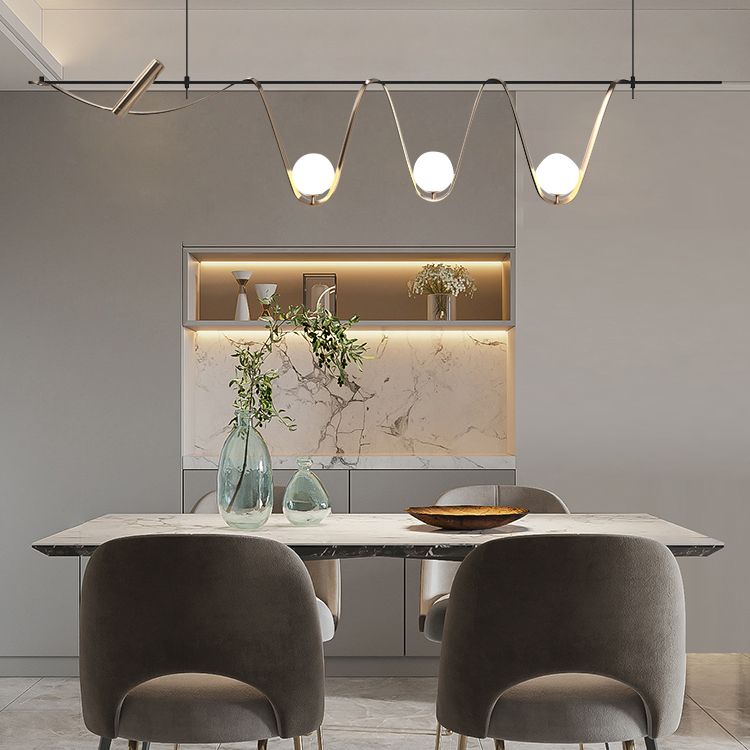 Contemporary Style Spherical Hanging Pendant Lights Glass 4- Light Pendant Light Fixtures