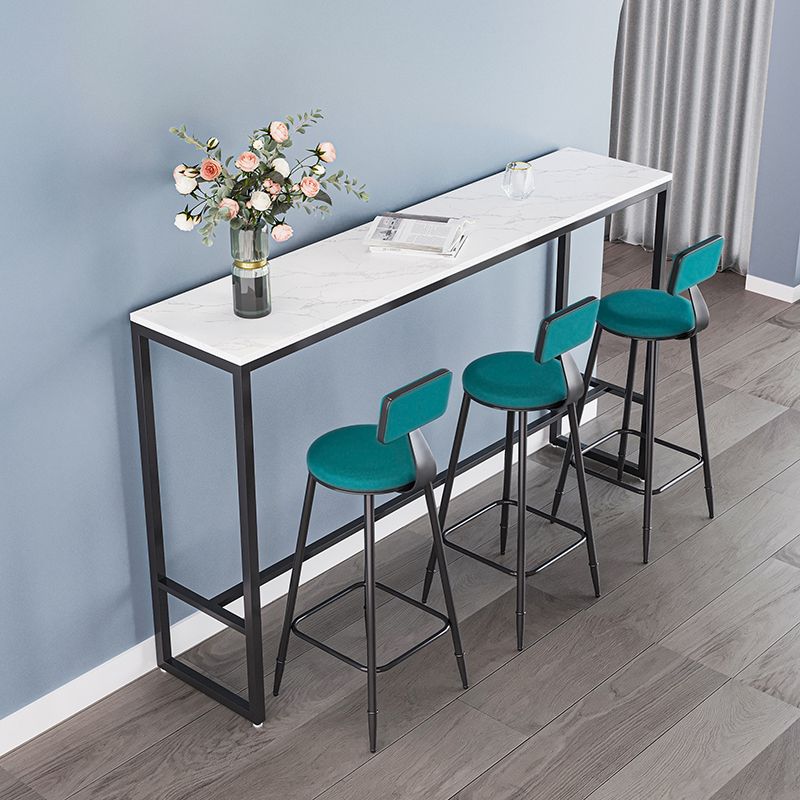 Modern Backrest Armless Counter Stool Iron Dining Room Bar Stool with Cushion and Pedal