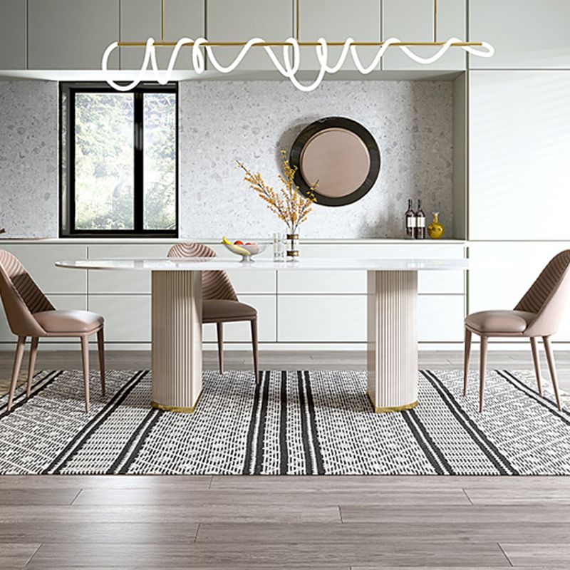 Modern Sintered Stone Table Dining Rectangle Table with Metal Legs for Kitchen