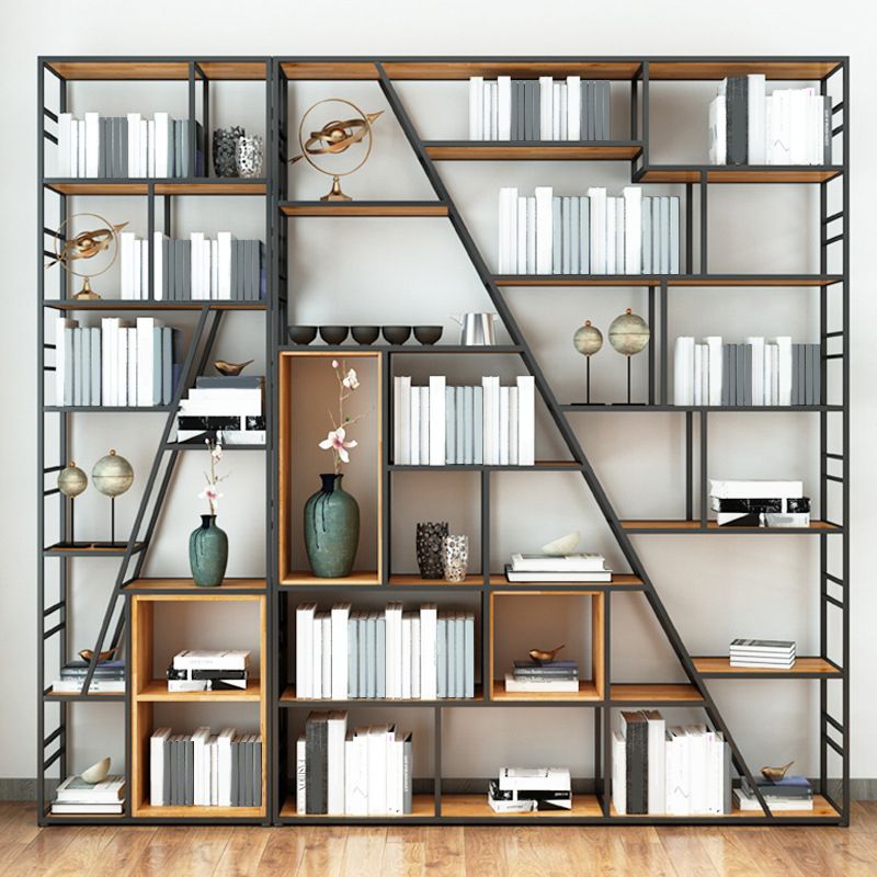 10" W Open Storage Bookcase Modern Metal Frame Bookshelf with Shelves