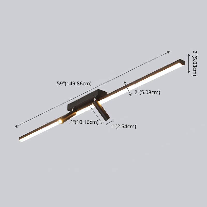 Montaje semiempotrado LED rectangular negro en lámpara de techo interior de acrílico de simplicidad moderna con lámpara de hierro forjado
