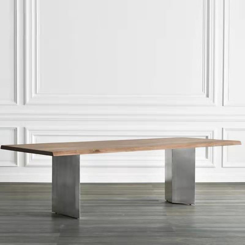 Table de salle à manger Glam de forme rectangulaire, double guéridon avec bois massif