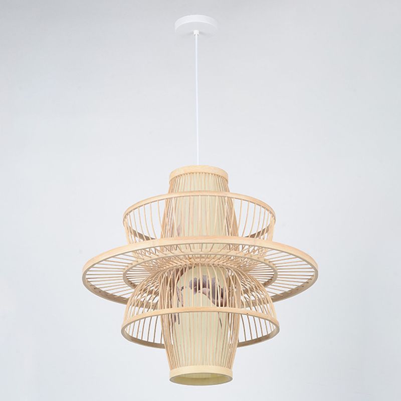 Chinesische Lotus -Anhänger Beleuchtungskörper Rattan Hanges Licht mit hängenden Kabel für das Restaurant