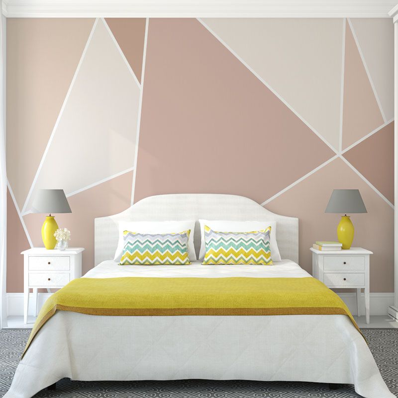 Pastel Color Geometries Mural Wallpaper for Coffee Shop and Living Room, Non-Woven Fabric