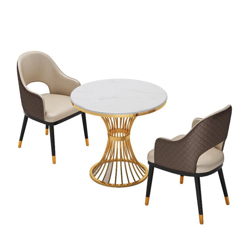 Glam White Sintered Stone Dining Table Set 1/2/3/4/5 Pieces Dining Set for Home Use