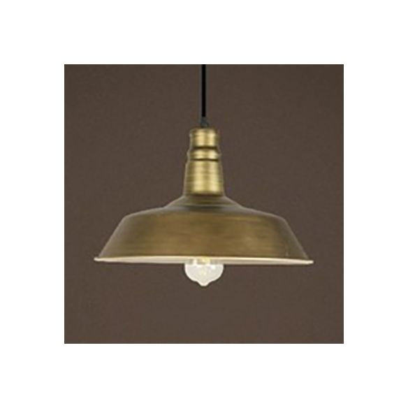 Antique Brass Barn Pendant Light Vintage Style Metal 1 Light Restaurant Ceiling Hanging Light