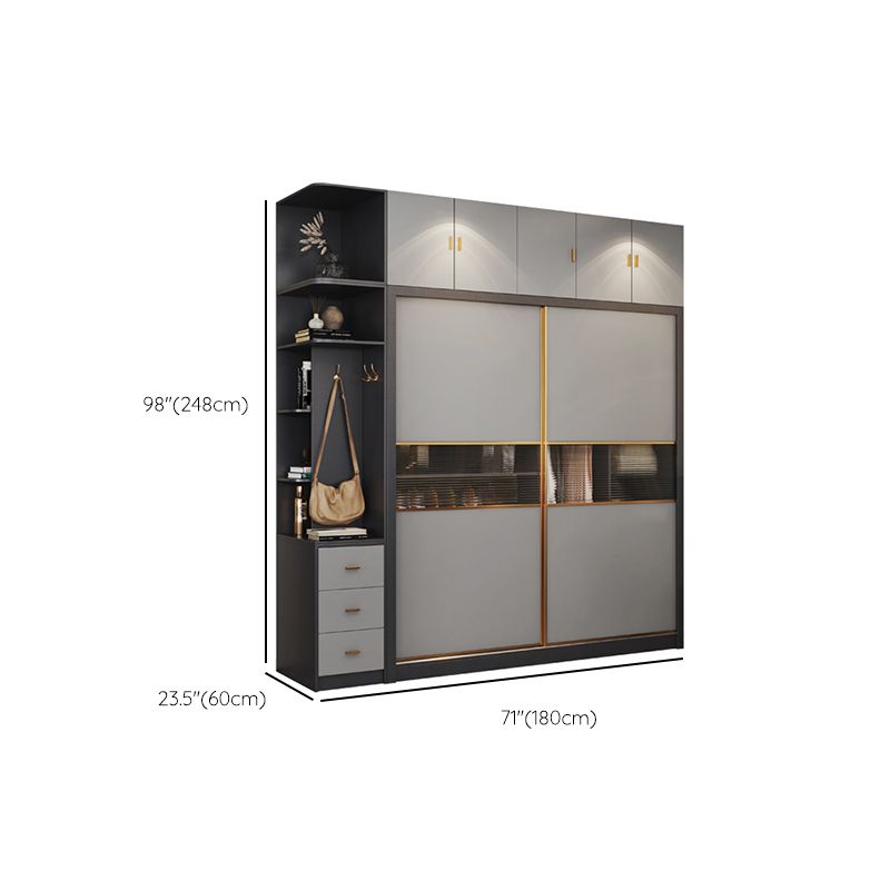 Sliding Engineered Wood Wardrobe Cabinet Modern Wardrobe Armoire