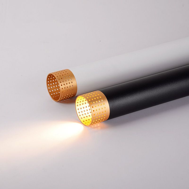 Aluminum Tube Shade Suspension Light Minimalist LED Ceiling Pendant with Beehive Design