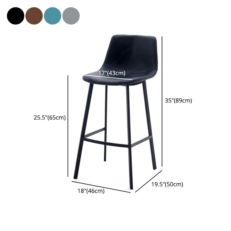 Contemporary Design Leather Counter Stool Low Back Armless Stools with Metal Base