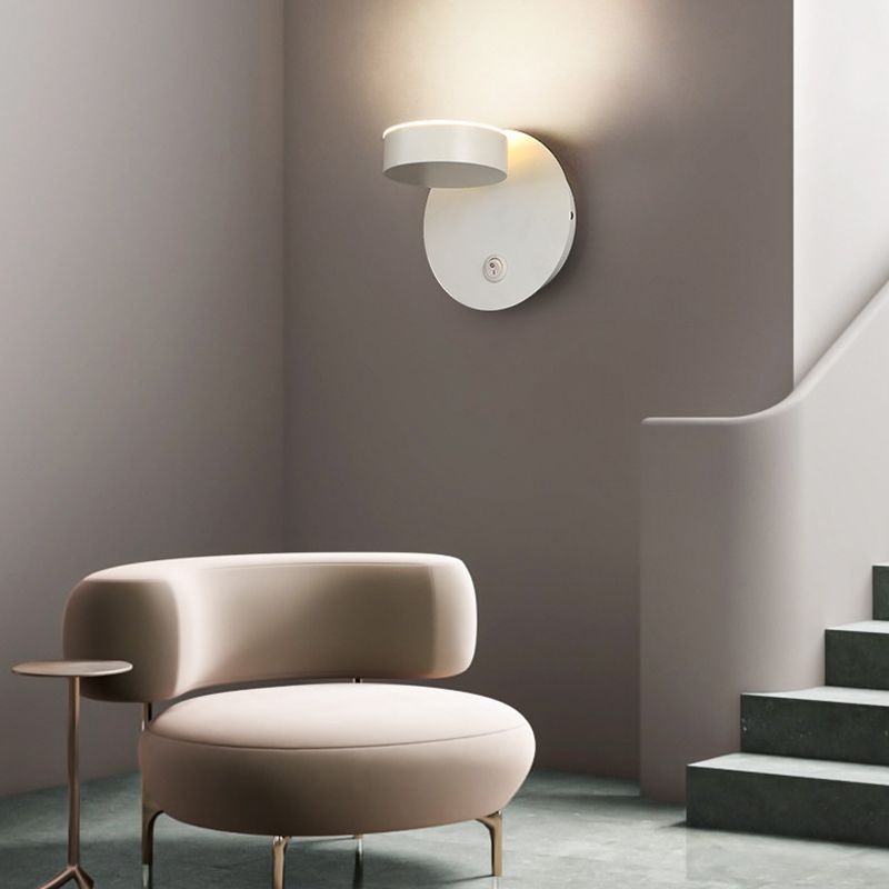 Single Contemporary White/Black Wall Mounted Sconce Metal Wall Light for Foyer