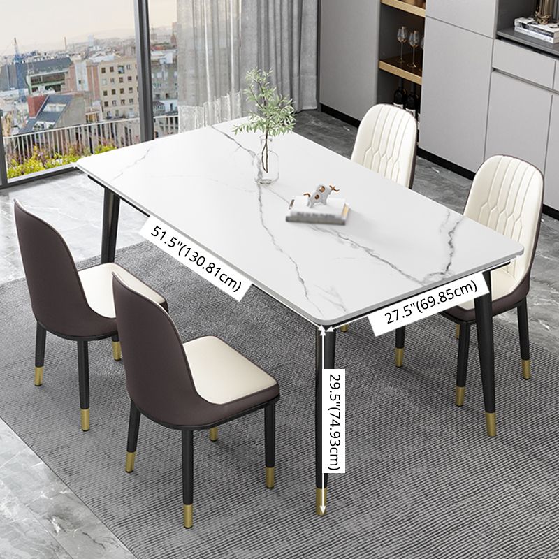 Kitchen Modern Sintered Stone Top Dining Room Furniture Set with 4 Legs Base Dining Set