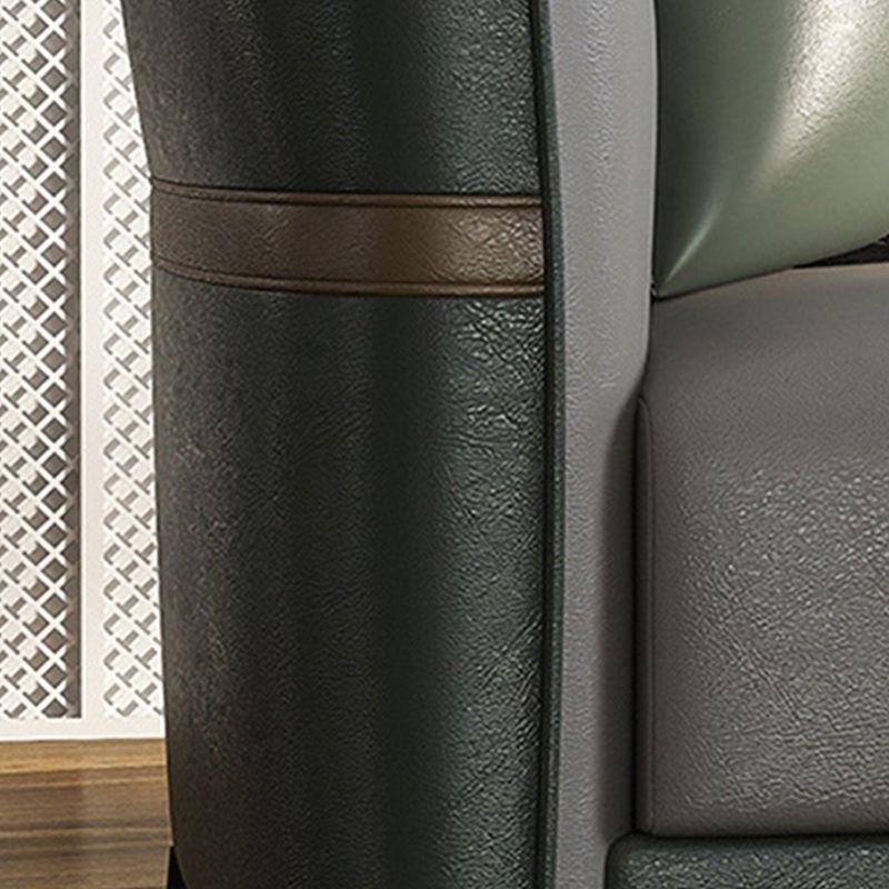 Faux Leather Tuxedo Arm Sofa Stain Resistant 3 Seater Sofa with Tufted Back