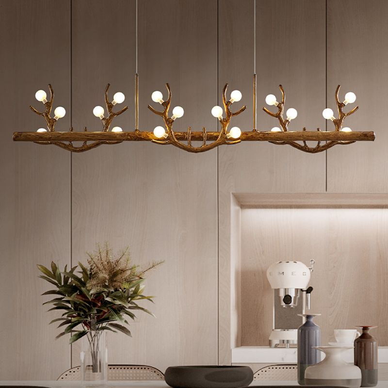 Industrial Multi Head Kitchen Island Fixture Resin and Glass Ceiling Pendant Lighting