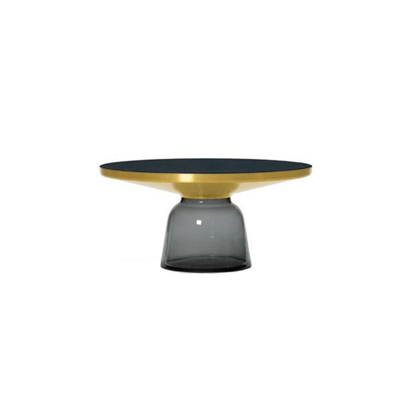 Pedestal Base Design Black Countertop Metal Frame Hand-made Glass Base Round Side Table