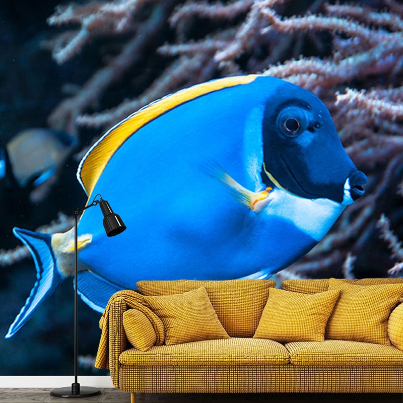 Underwater Life Mural Wallpaper for Living Room Wall Covering in Soft Color