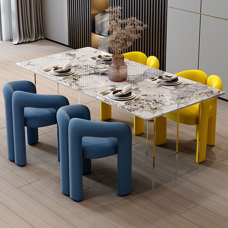 Modern Style Upholstered Dining Armchair Open Back Dining Arm Chair