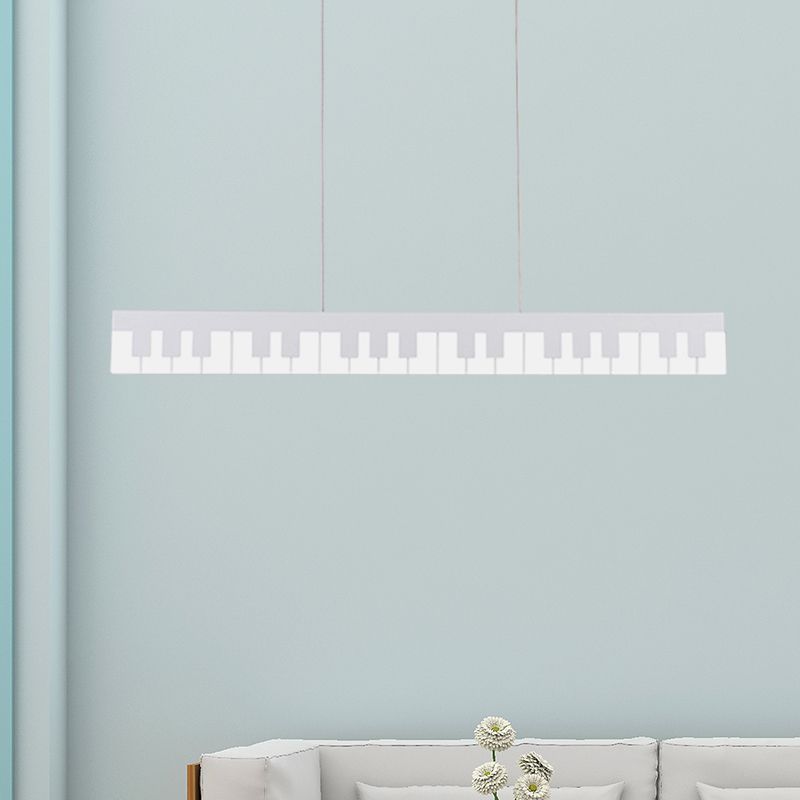 White/Black Piano Key Shape Pendant Contemporary LED Acrylic Hanging Ceiling Light in White/Warm/Natural Light