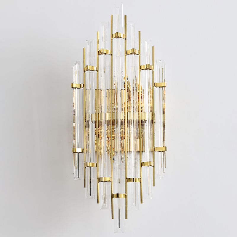 Geometric Gold Wall Lamp in Modern Creative Style Wrought Iron Wall Sconce with Crystal Shade