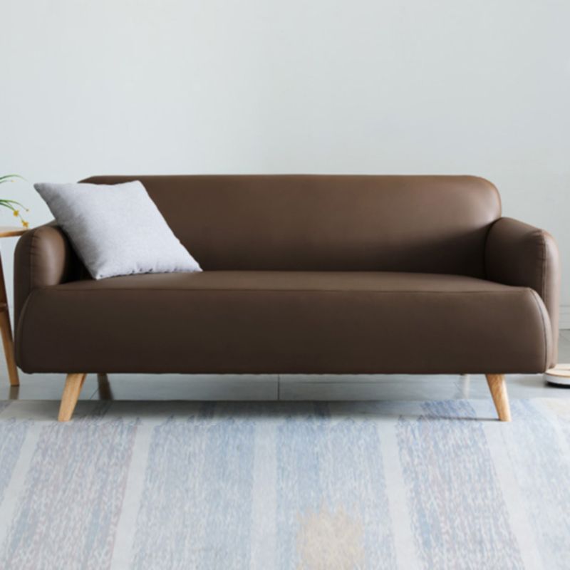 Faux Leather Recessed Arm Sofa Contemporary Standard Sofa, 31.49" W