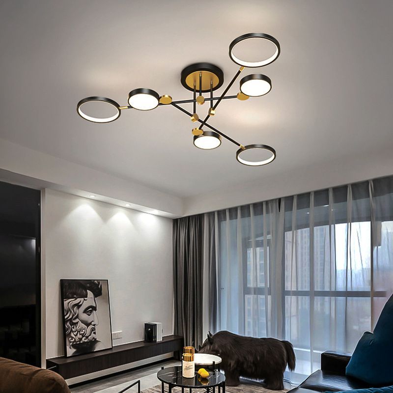 Ring kroonluchter hanglamp modernistische metalen hangende lampen met hangende koord voor woonkamer