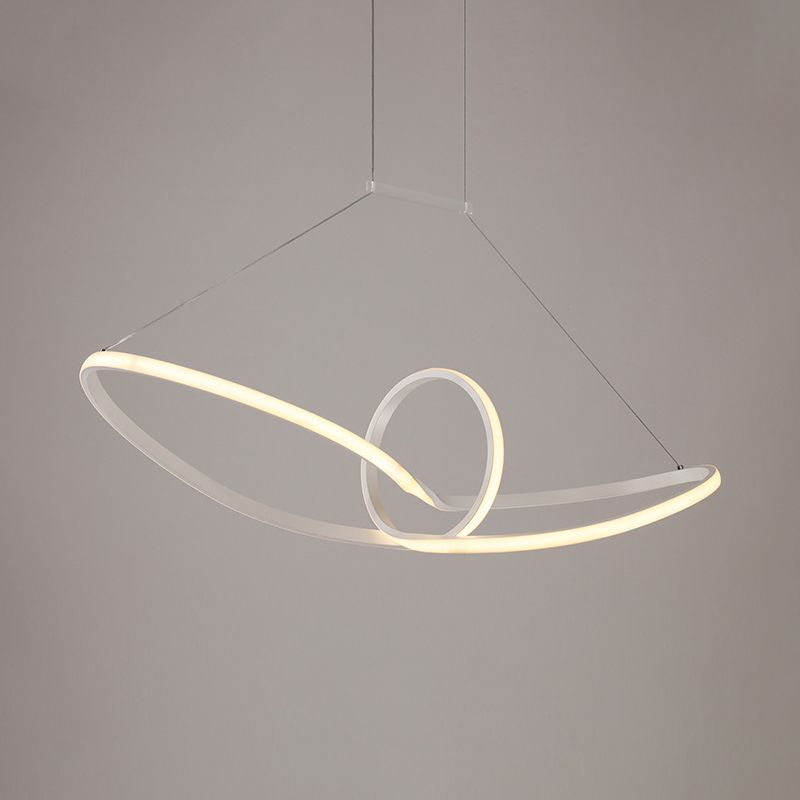 White Knot Ceiling Pendant Minimalist LED Slim Acrylic Chandelier Lamp in Warm/White/Natural Light