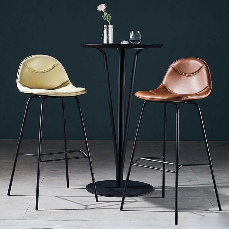 Low Back Bar & Counter Stool Bucket Industrial Quilted Leather Counter Stool