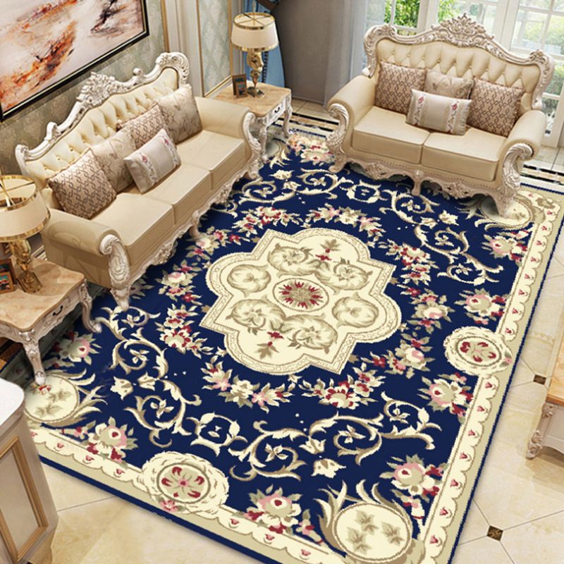 Fancy Chinoiserie Rug Multi Color Floral Area Carpet Non-Slip Backing Stain Resistant Pet Friendly Rug for Living Room