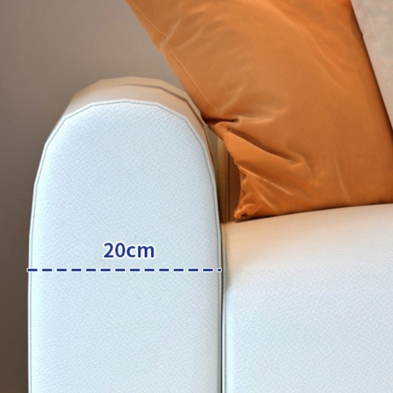 White Square Arm Sectional Sofas Solid Wood Sectional Couch for Living Room