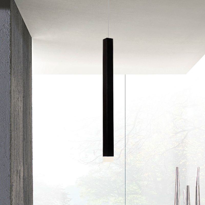 Slim Square Pendant Light Metal Modern 4 Lights Black Hanging Light in White/Warm Light