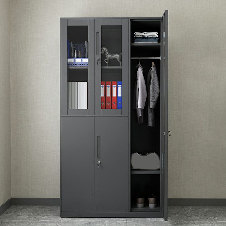 Hinged Wardrobe Cabinet with Lock Industrial Steel Wardrobe Armoire